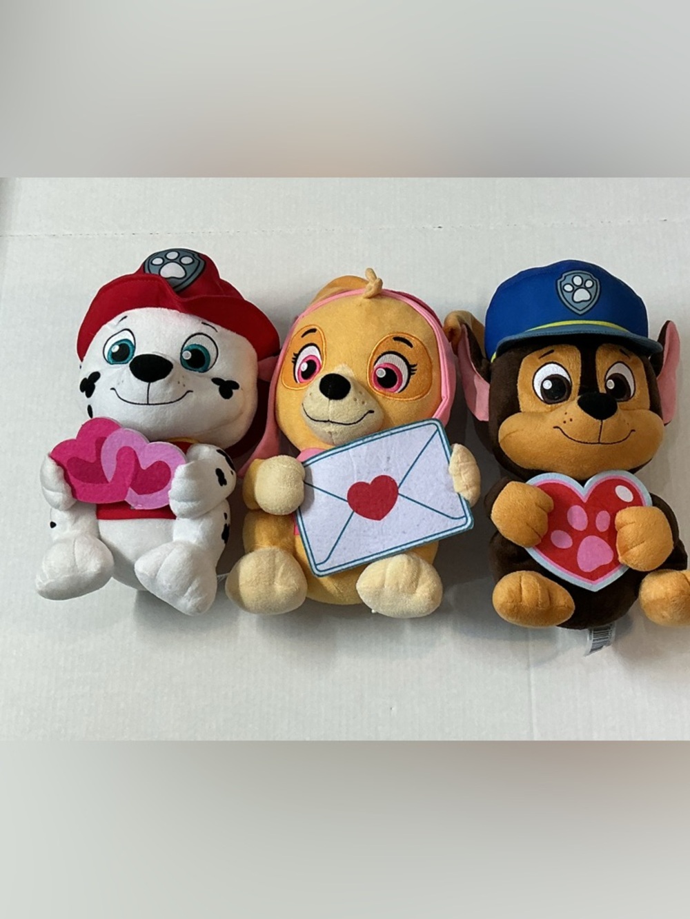 Paw Patrol Plush Set - Red, Yellow, Blue Hearts